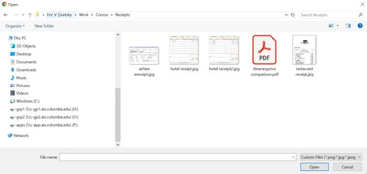 Search and select the desired the document and the click Open.