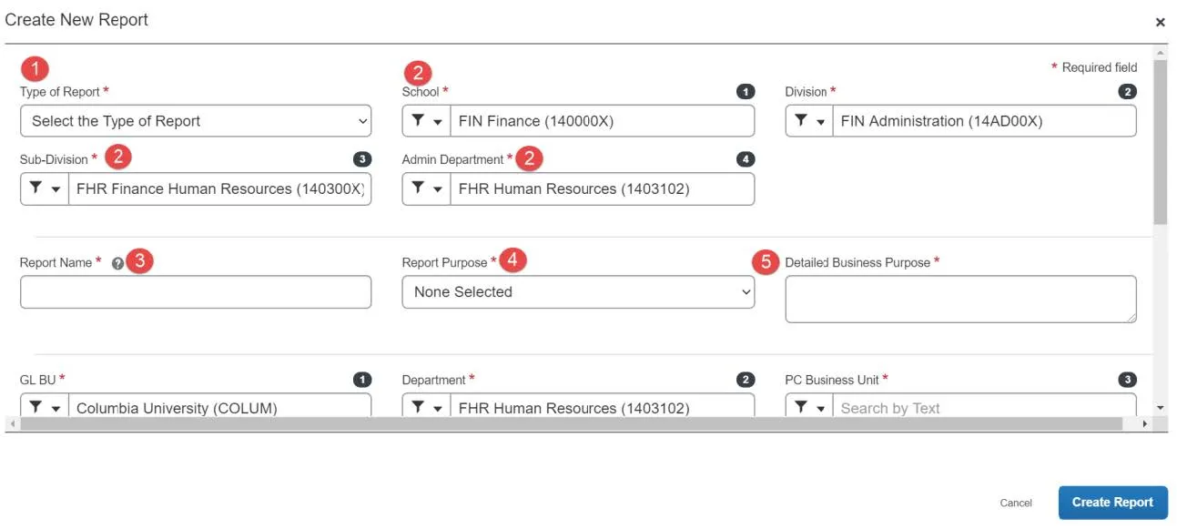 Creating a CU Business Expense Report