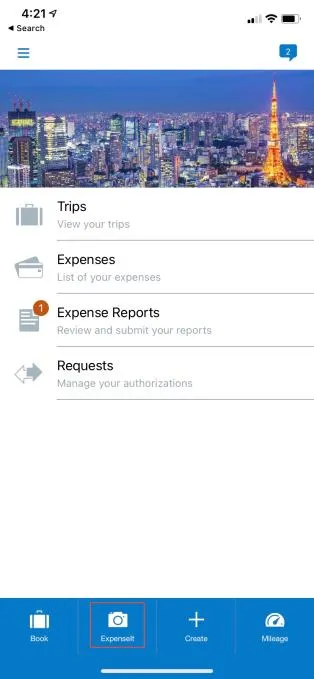 Tap ExpenseIt at the bottom of the screen.