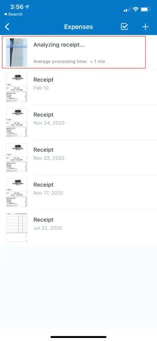 Concur will analyze the receipt for relevant expense information.