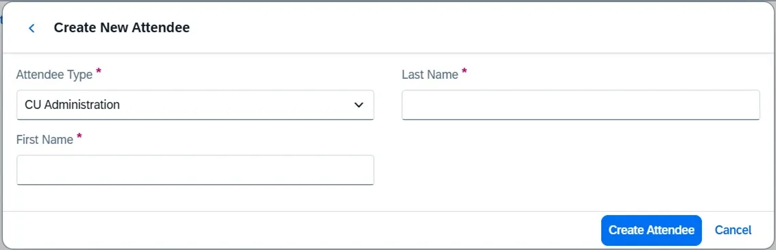 Create New Attendee