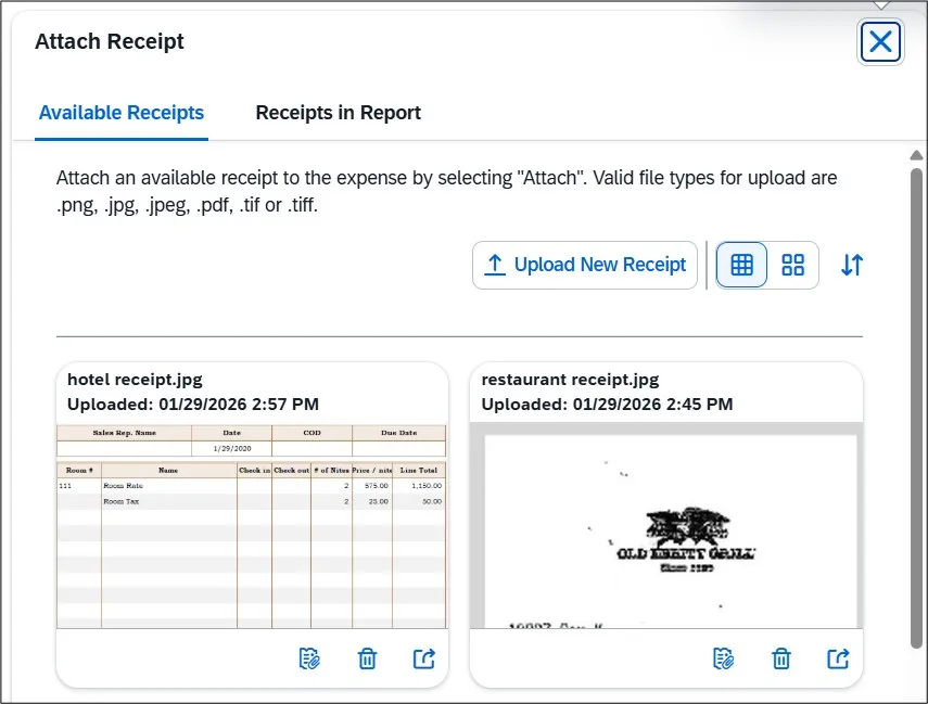 Attach Receipt