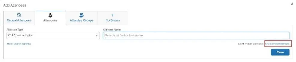 Click the Attendees tab.