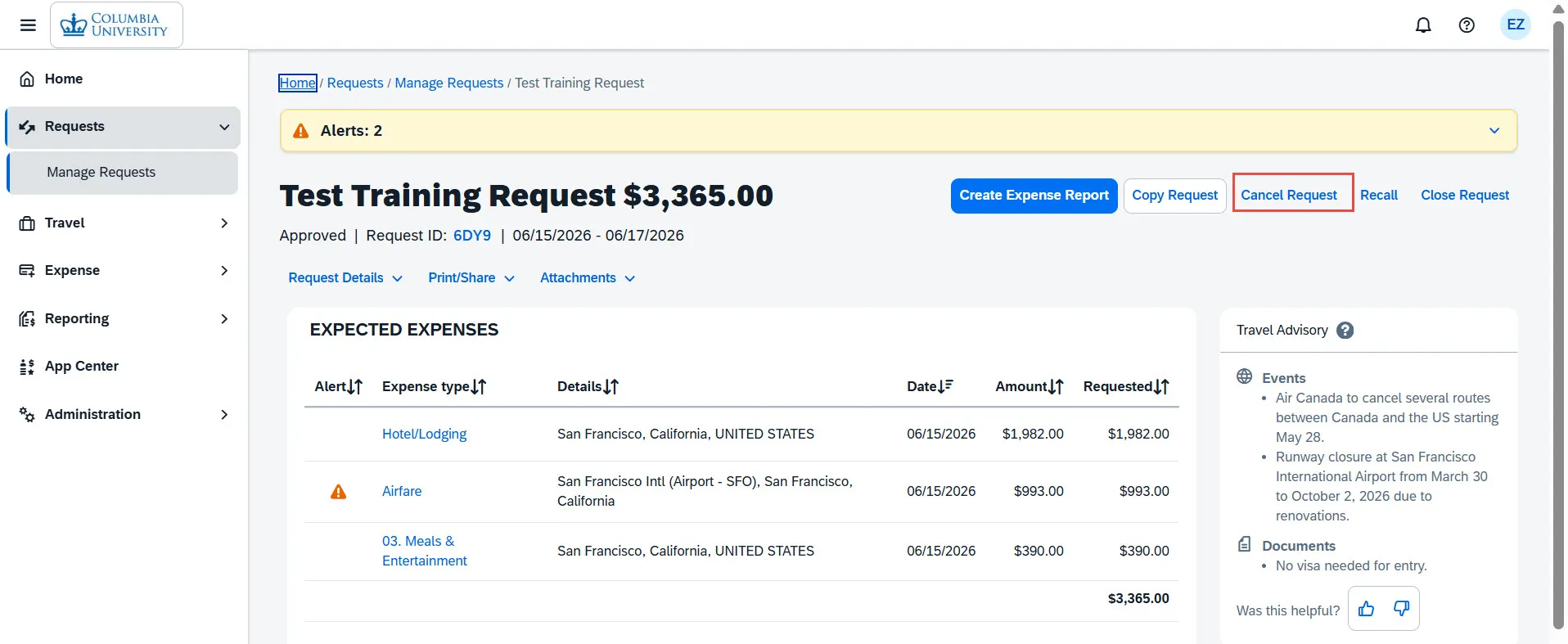 Cancel Request