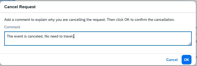 Cancel Request Comment