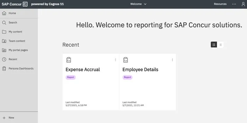 Click the Home dropdown and select Reporting and Intelligence.