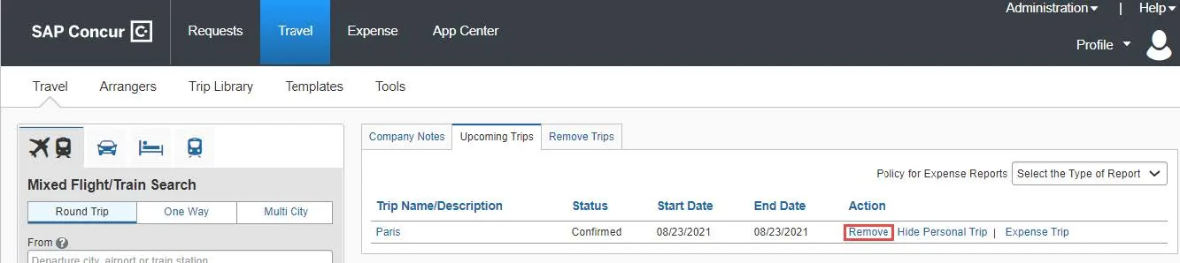 Concur screen