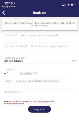 Enter your First Name and Last name/Surname as it appears on your passport, your Phone number, and your Email address.