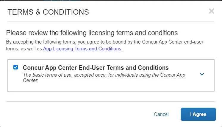 The Term & Conditions window appears.