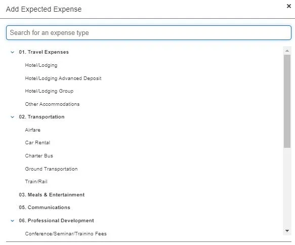 The Add Expected Expense screen appears.