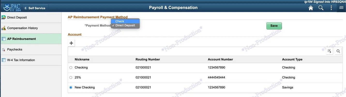 Select Check from the Payment Method dropdown.