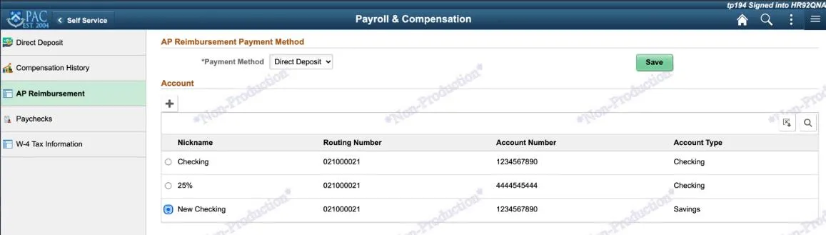 Click the AP Reimbursement tab.