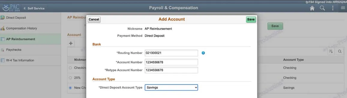 The Add Account window appears.