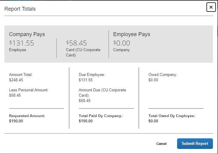 The Expense Report is ready to add additional expenses or to Submit into approval workflow. 