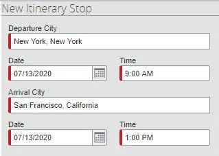 Completing the First Itinerary Stop (leg) of Your Trip.
