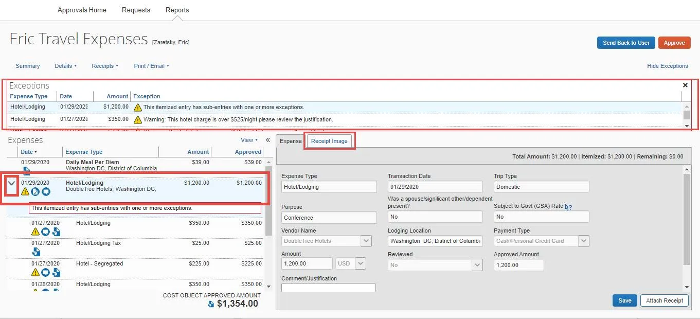 Click Cancel or, if you made changes, click Save to continue reviewing Expense Items.