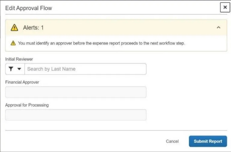 If you require an Initial Reviewer, the Edit Approval Flow window appears.