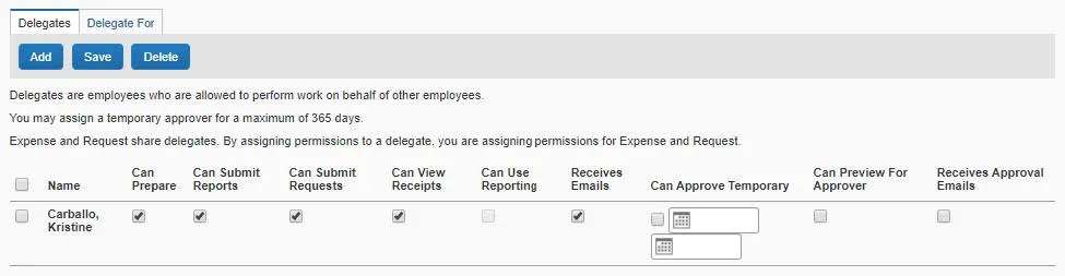 Click Expense Delegates 