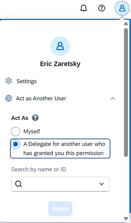 Profile Act as Another User