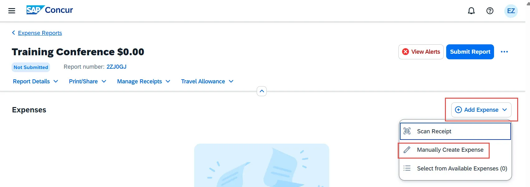 Manually Create Expense