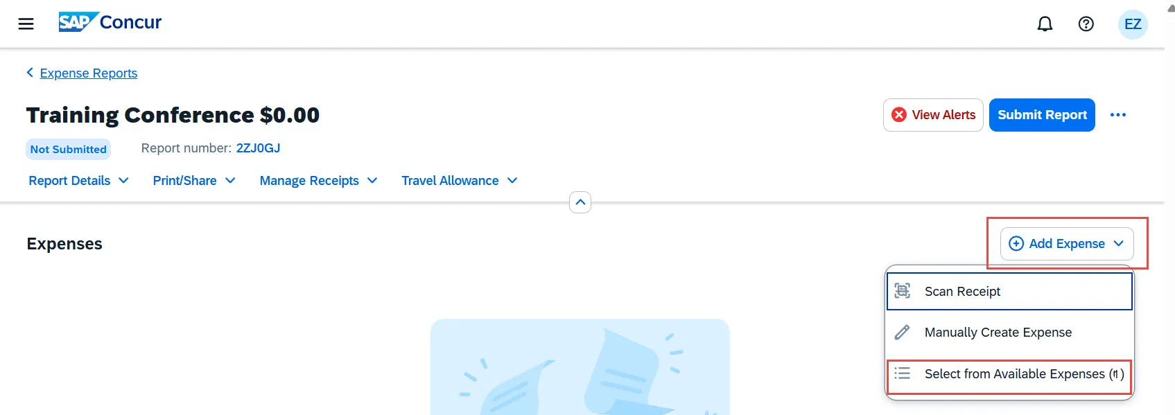 Add Available Expenses