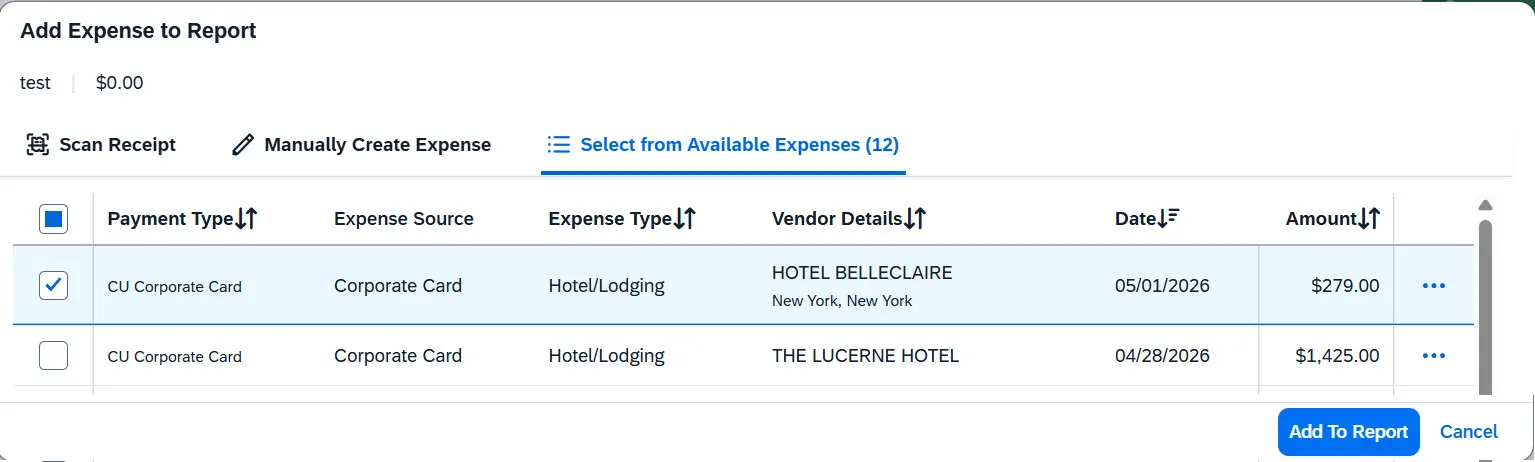Available Expenses