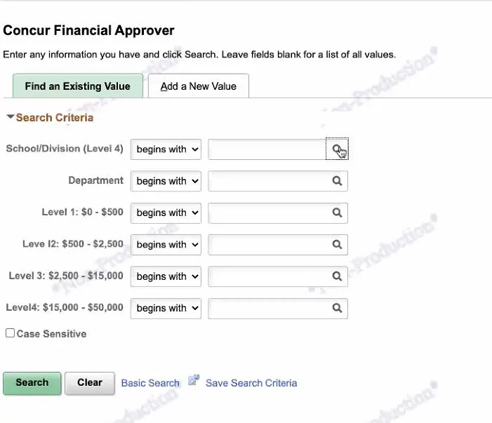 In ARC, navigate to the NavBar > Columbia Specific > Concur > Setup > Financial Approver Default.
