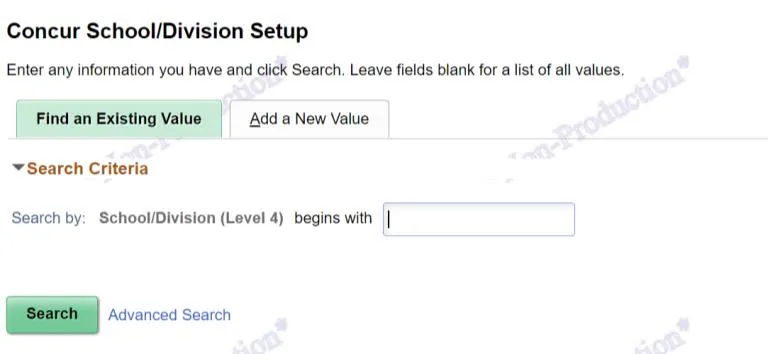In ARC, navigate to the NavBar > Columbia Specific > Concur > Setup > Concur School/Division Setup. 